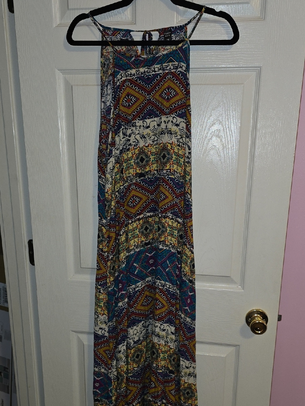 Sleeveless Multicolor‎ Ethnic Print Maxi Dress